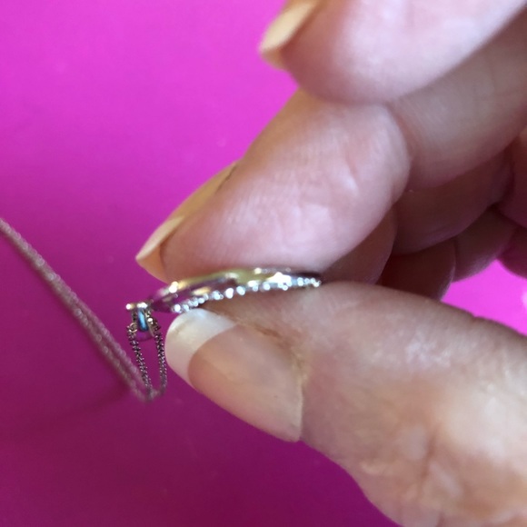 NWOT Double Circle Genuine Diamond & Sterling Silver Pendant/Chain - Picture 4 of 7